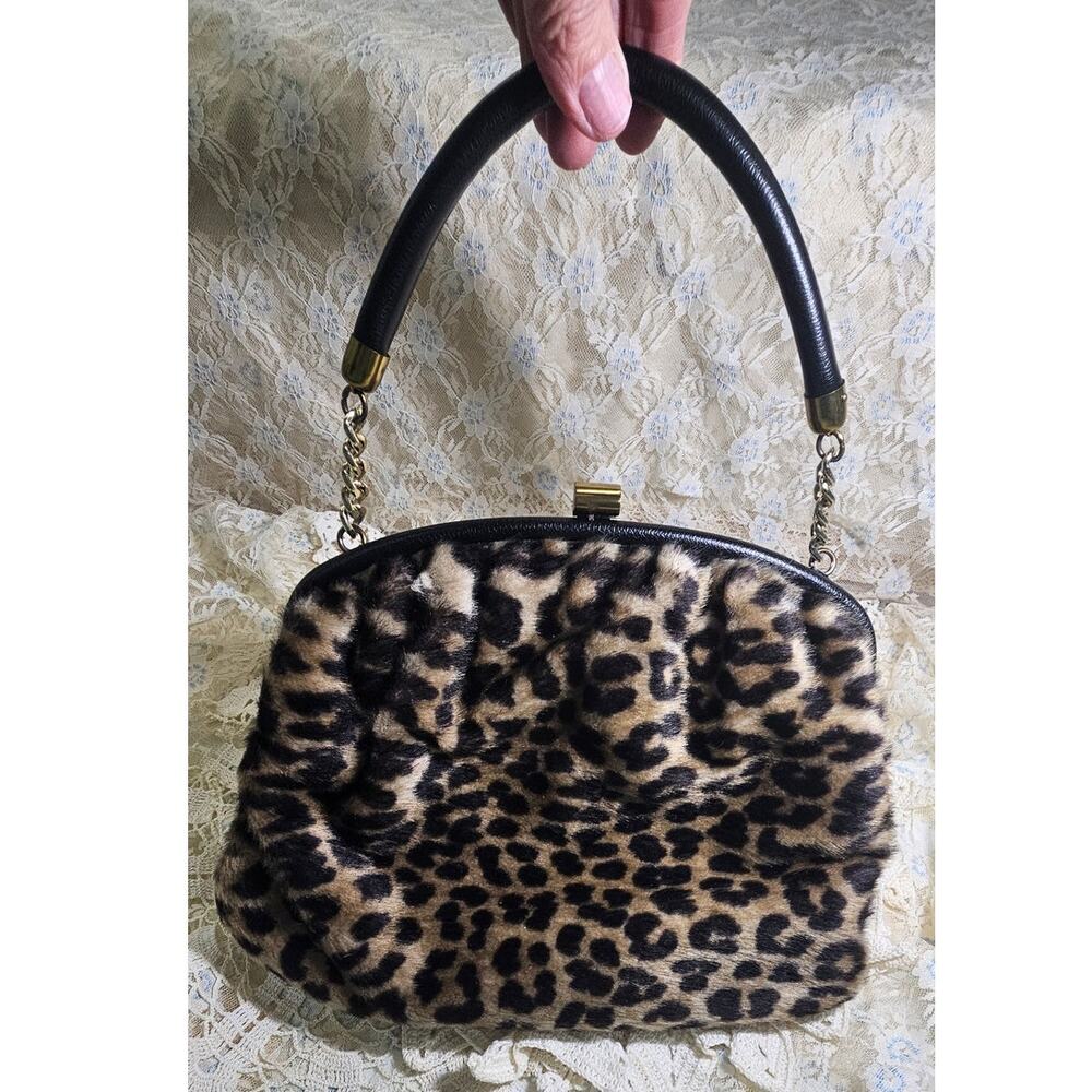 Vintage Ronay Leopard Print Top-Handle Purse 1960's